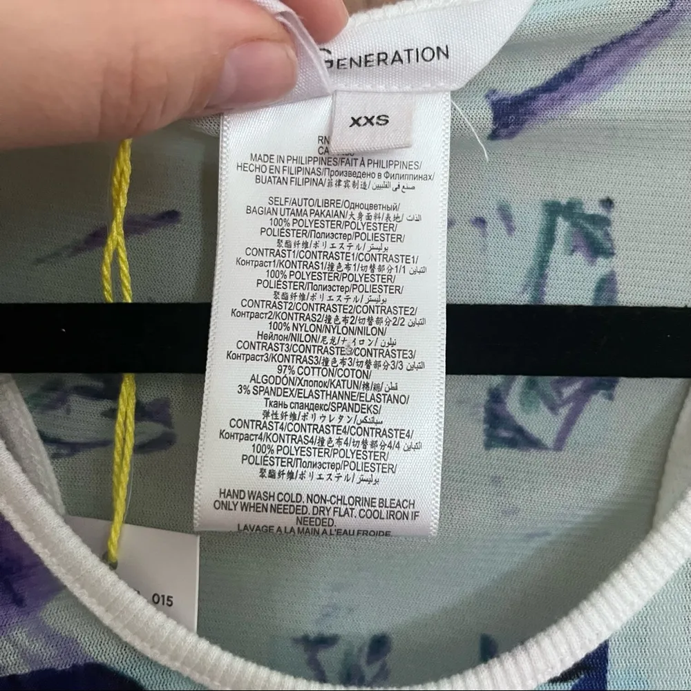 BCBGeneration  Lace Patch Tank in Aquashell Multi XXS - Image 4