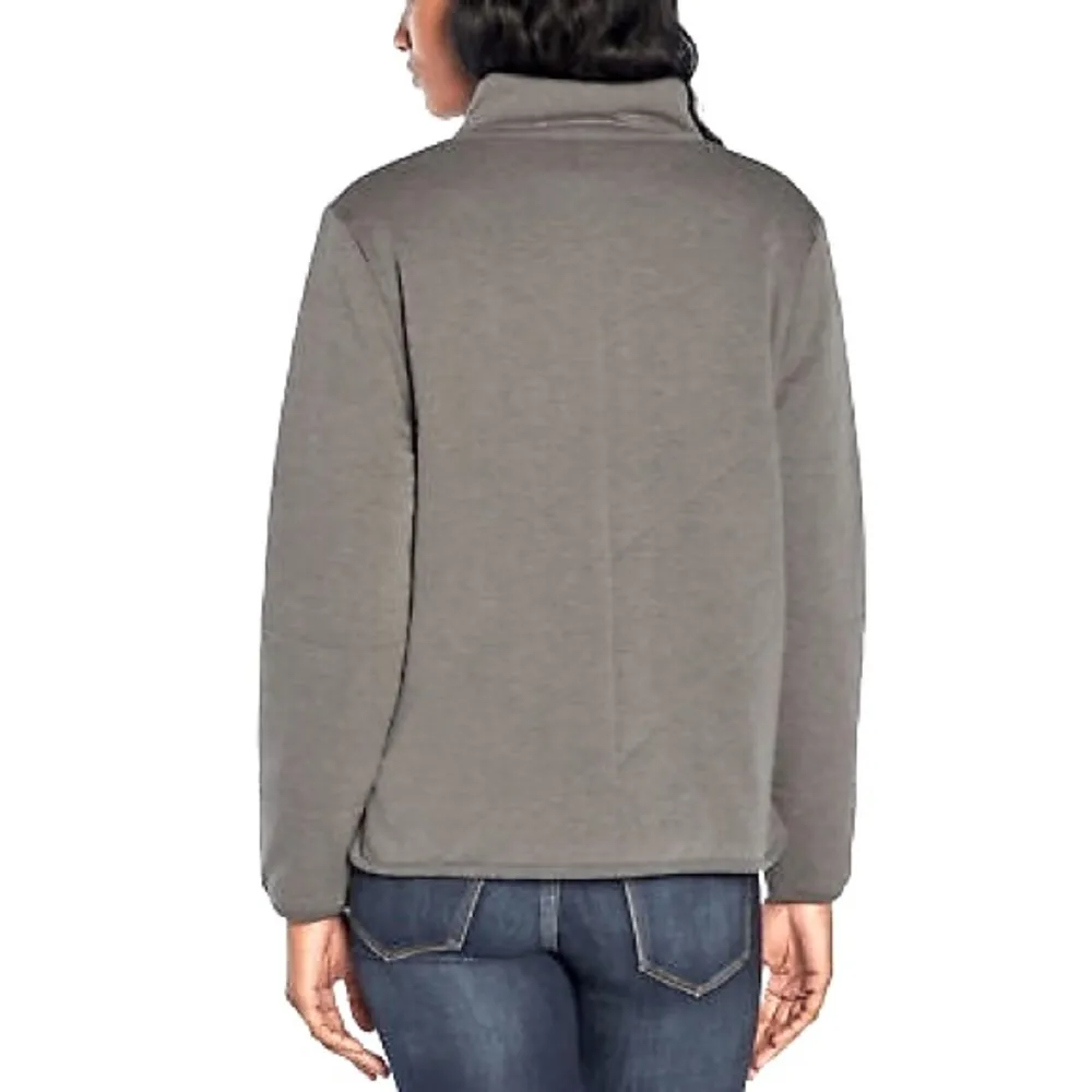 Anthropology THREE DOTS Modern Full Zip Quilted Heather Knit Jacket Gray Size L - Image 4