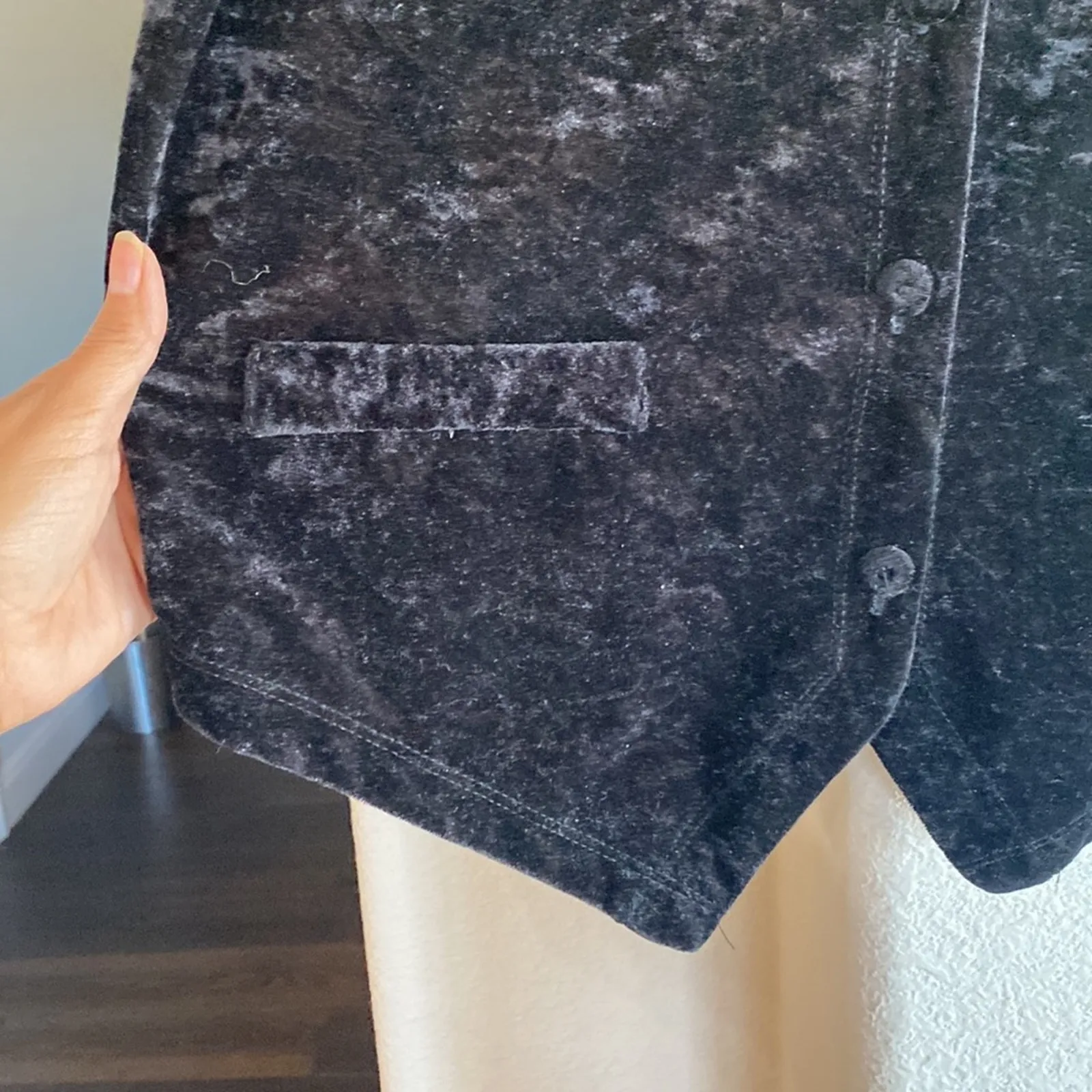 Vintage My Michelle 90s crushed black velvet lace back vest size M holiday chic Size M - Image 4