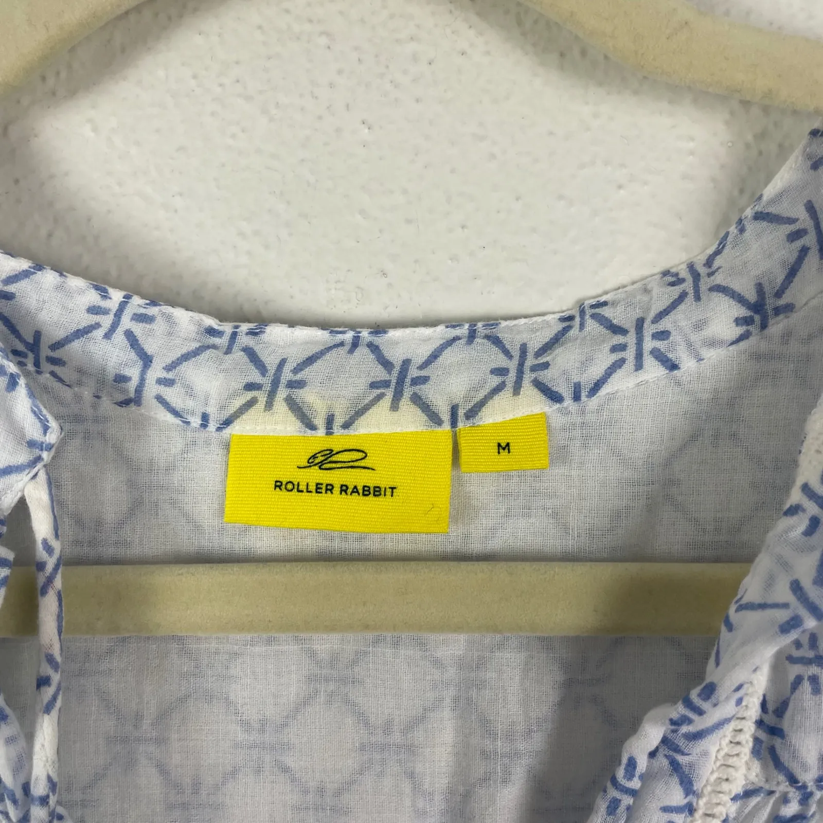 Roller Rabbit Blue White Geometric Tassel Tunic Dress Size M Beach Lightweight - Image 3