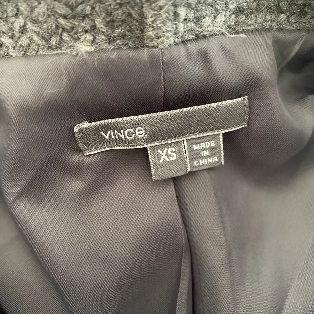 Vince Boucle Lamb Leather Sleeve Moto Jacket Gray Black Womens XS Asymmetric Zip - Image 6