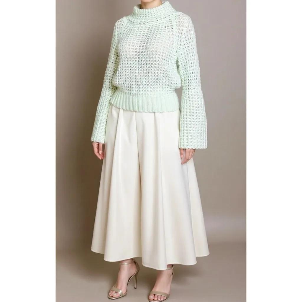 MAEVE x ANTHROPOLOGIE Dionne Bell-Sleeved Wool-Blend Sweater, Mint, XS - Image 4