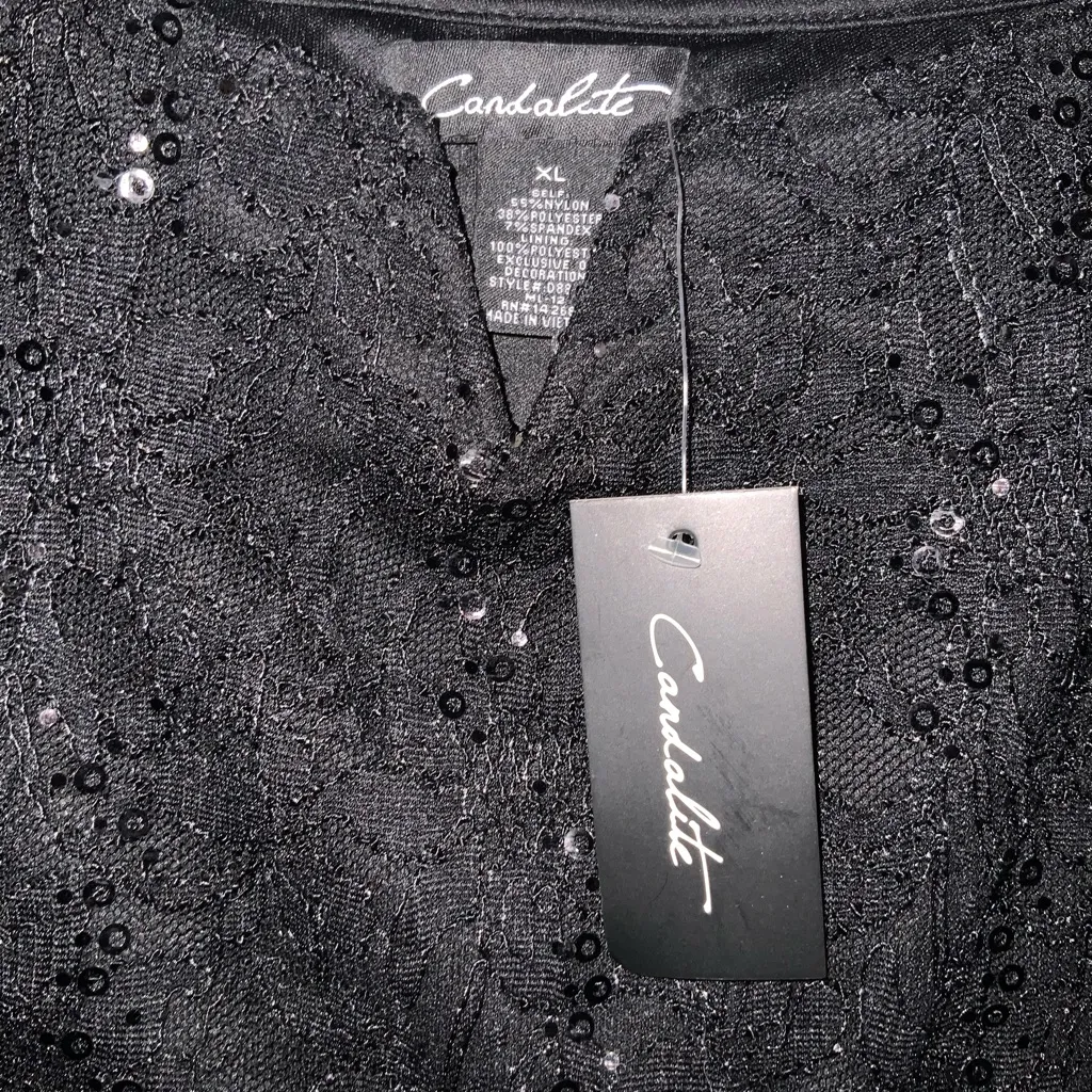 Candalite Black Sequin Off Shoulder Slit Leg Formal Maxi Dress Dress XL NWT - Image 7