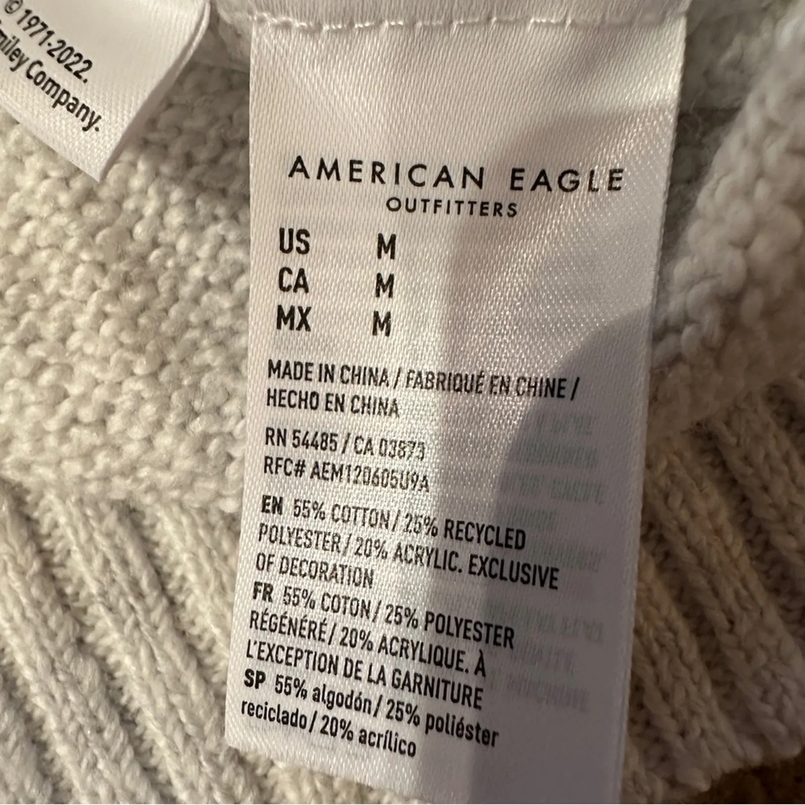 American Eagle AE Smiley Face Logo‎ Print Long Sleeve Knit Sweater Size M NEW - Image 7