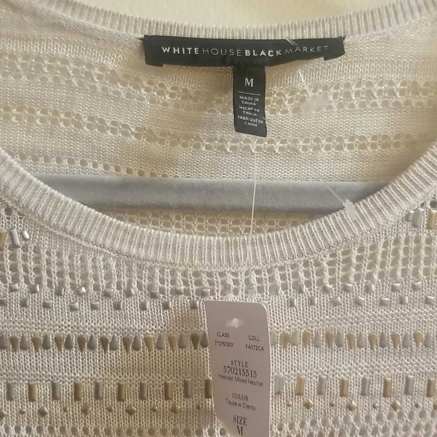 White House black market knit sweater with ribbon sleeve detail NWT - Image 5