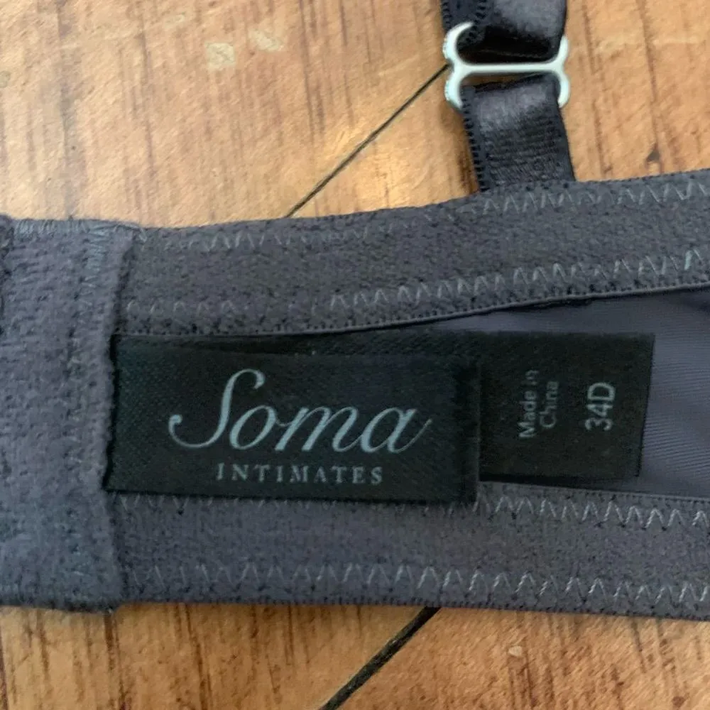 Soma Intimates charcoal lace and sequin trimmed 34D bra Silver Size undefined - Image 3