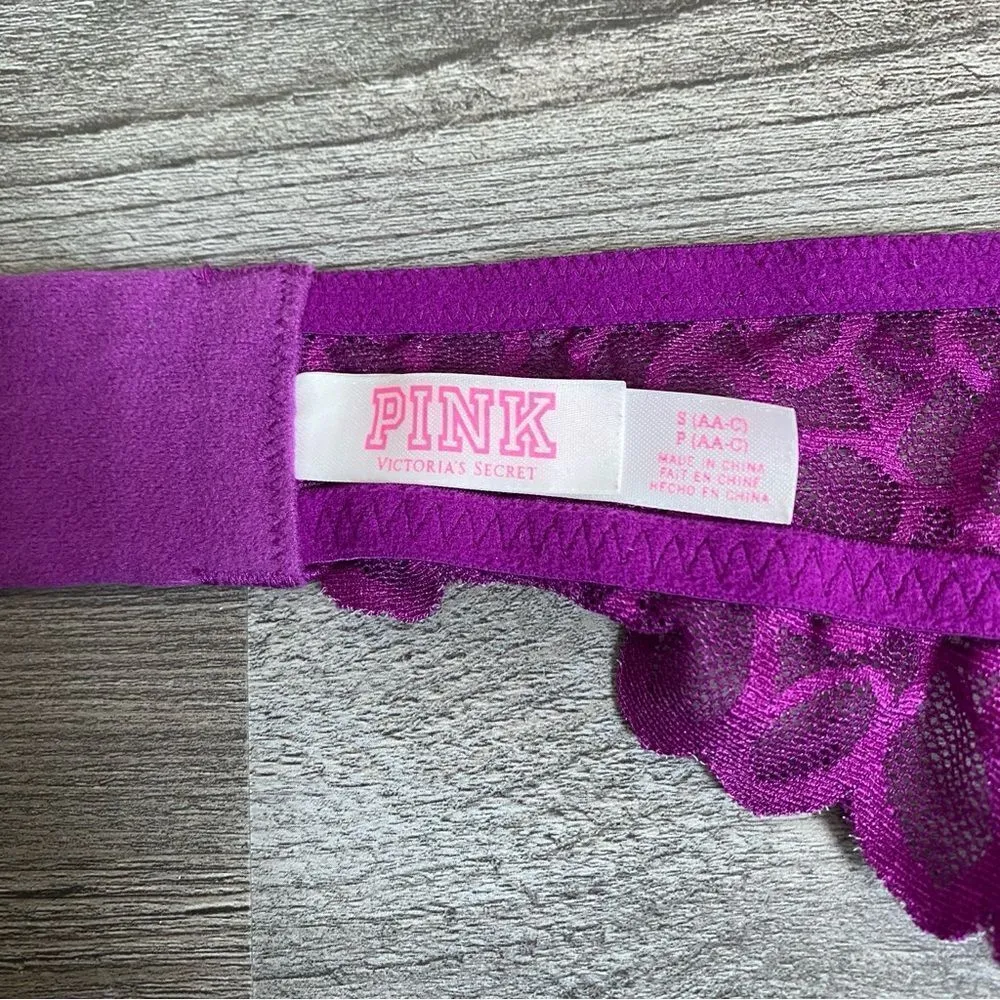 PINK Victoria’s Secret Lace Bralette Purple Small Adjustable Vacation Boho - Image 4