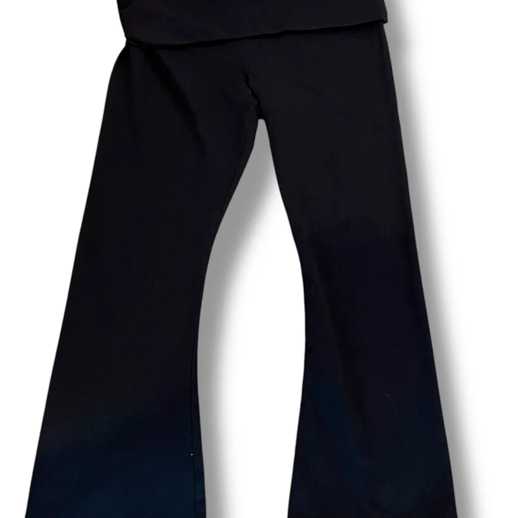 Victoria’s Secret Y2K PINK Foldover Flare Leggings Black & Pink text XL Short - Image 2