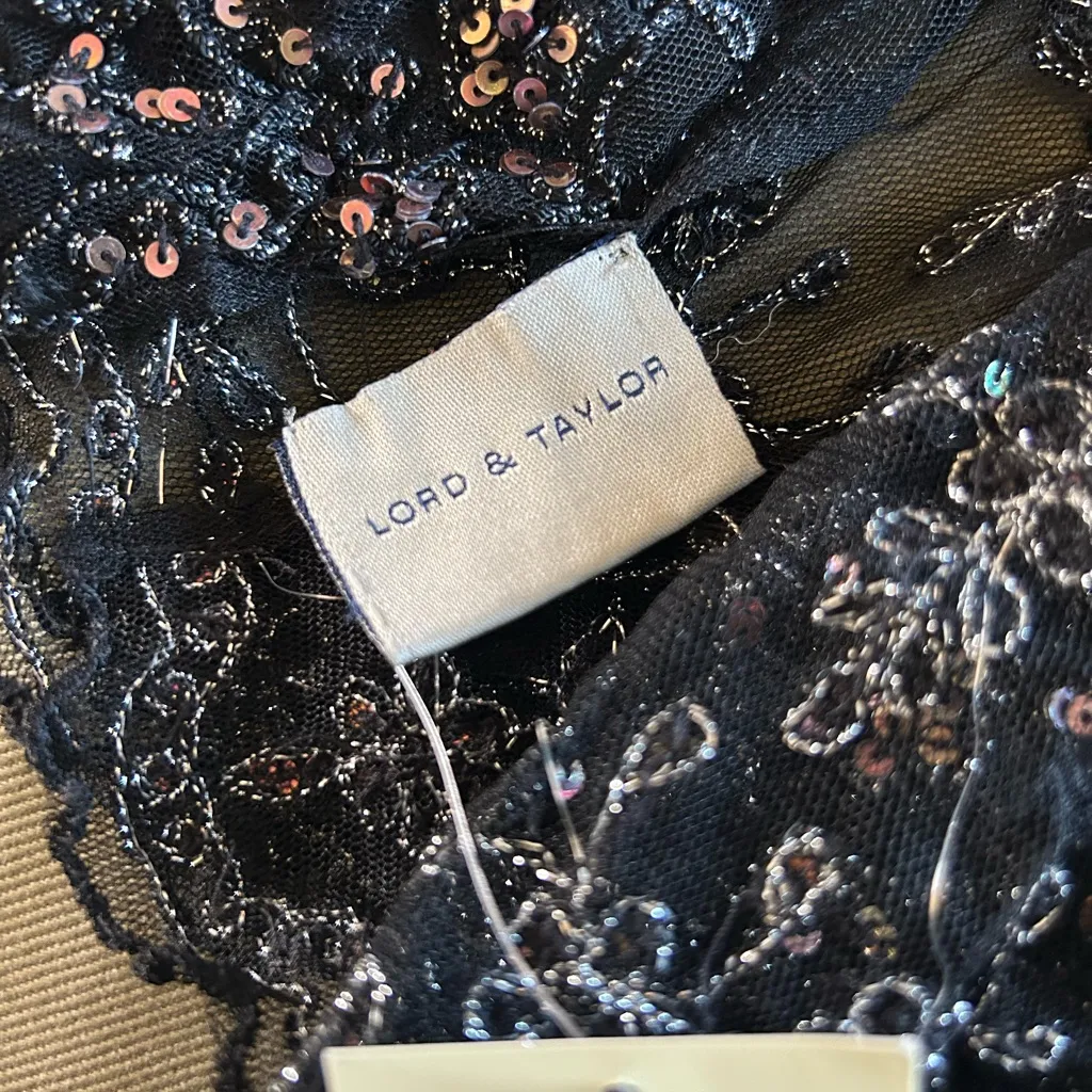 Lord & Taylor black nylon sequin scarf - Image 10