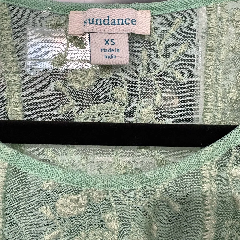 Sundance‎ Mint Green Floral Embroidered Sheer Lace Tank Top - Size Extra Small - Image 3