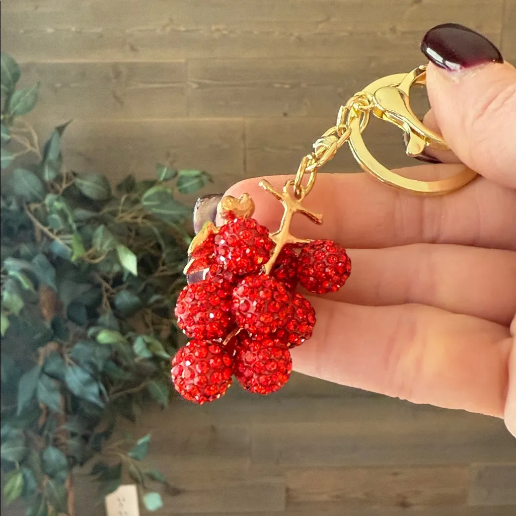 Christmas Holly, red rhinestone, mini bag charm - Image 3