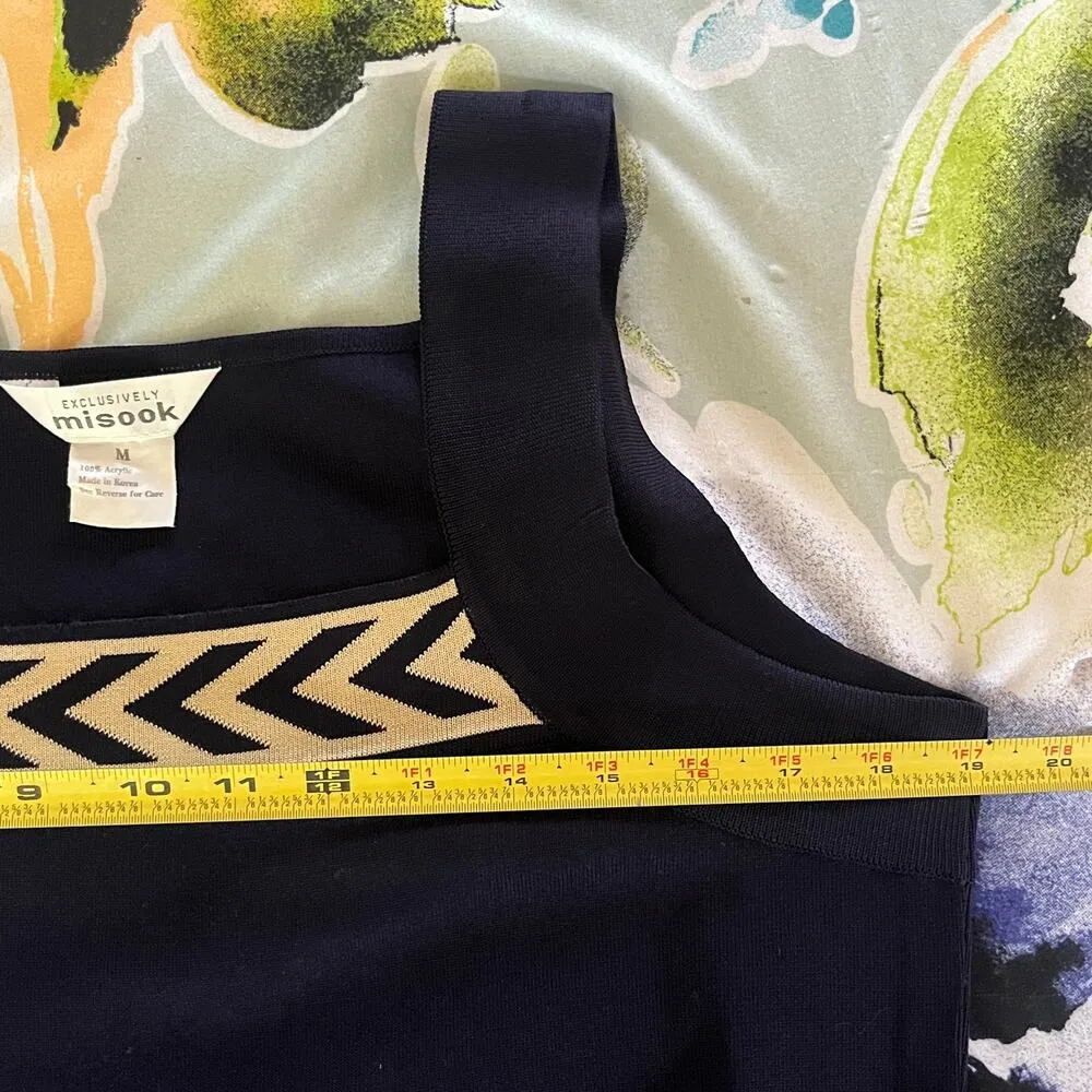 Exclusively Misook Vintage Women's Navy Acrylic Navy Blue Tank Top Size Medium - Image 4