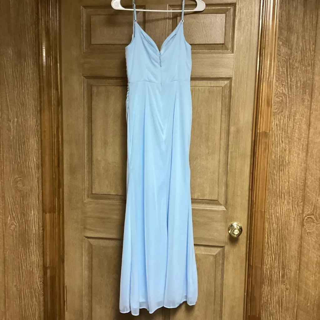 Azazie Deandra Sky Blue Floor Length Chiffon Dress * Size 2 * Prom Dress - Image 3