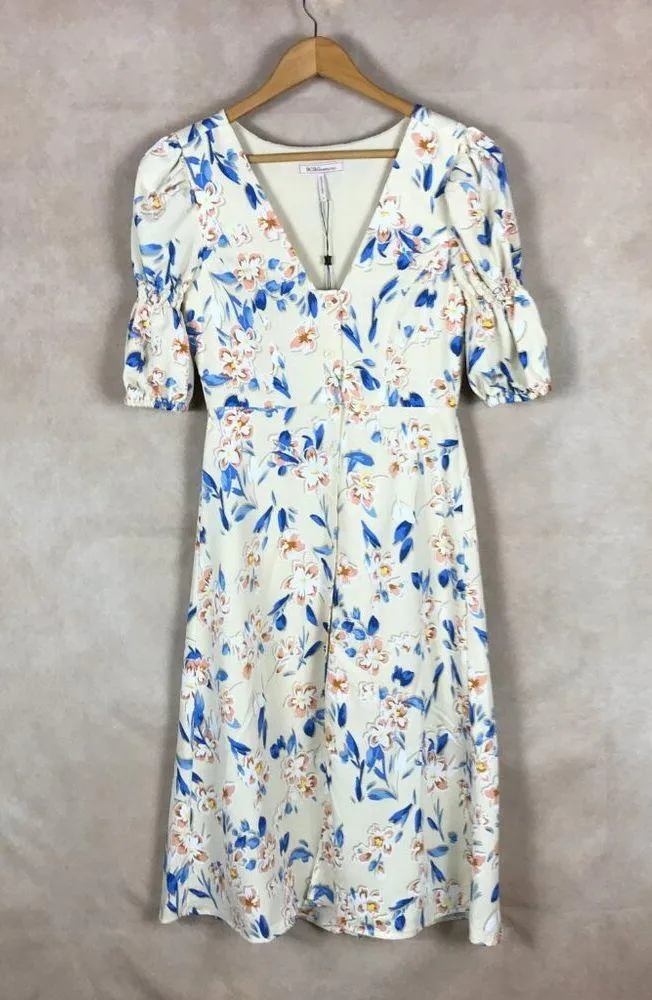 BCB Floral Satin Button-Front Midi Dress Size 0 - Image 3