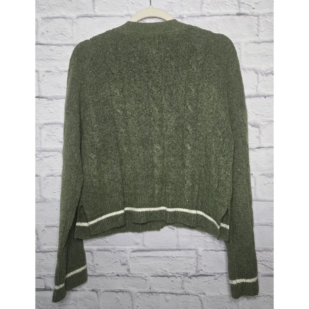 Abercrombie and Fitch wool blend button down cardigan sweater green small. - Image 5