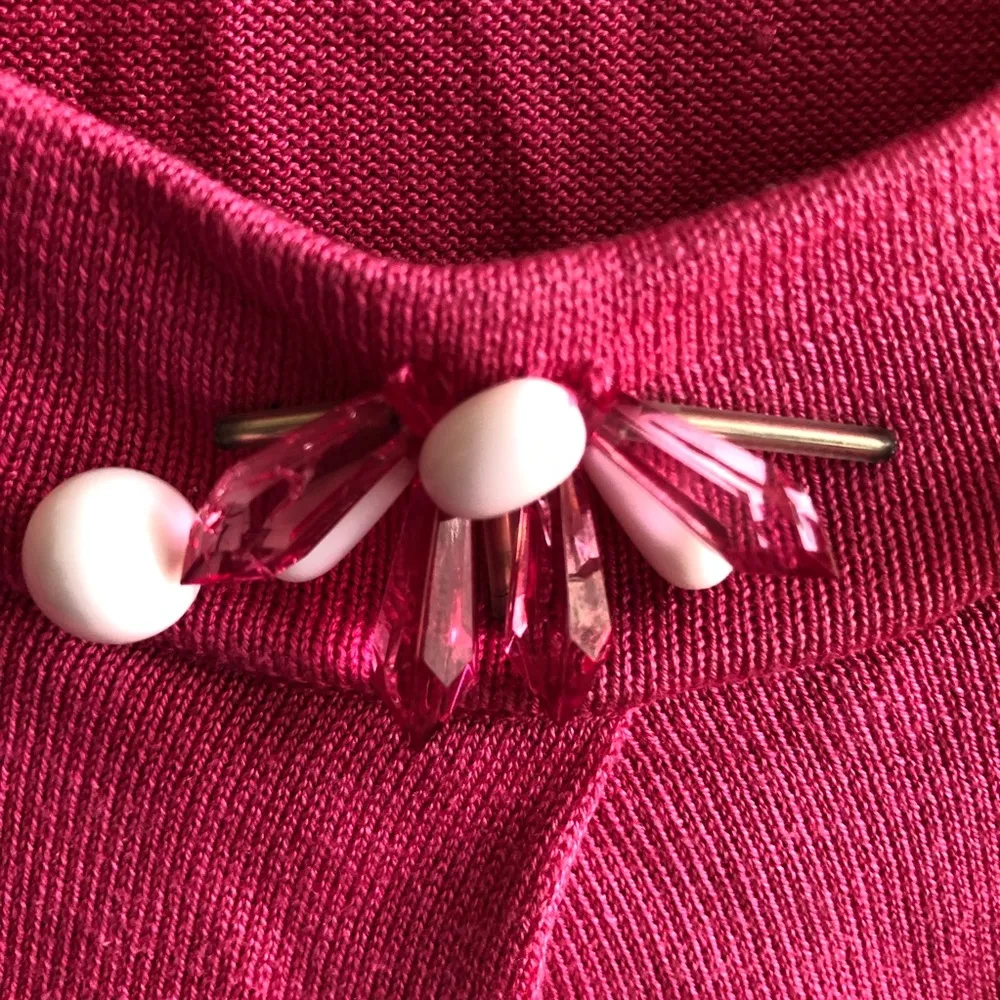 INC Top Pink Beaded Silk Blend Sweater Cap Sleeves - Image 8