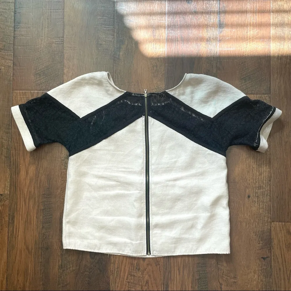 RACHEL ROY pink/nude and black lace top - Image 3