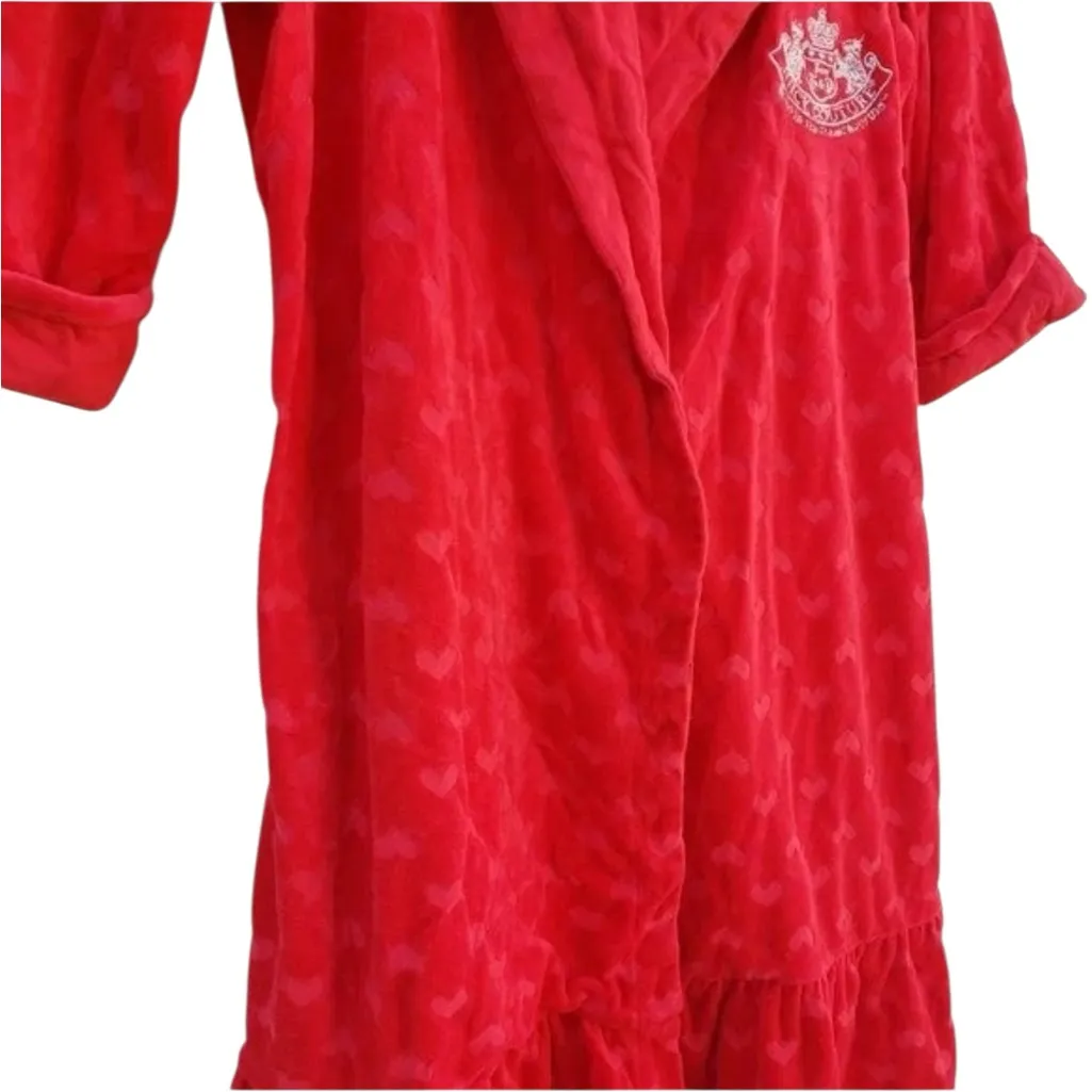 Juicy couture velour red hearts wrap robe ruffle hem babydoll bling embroidered - Image 5