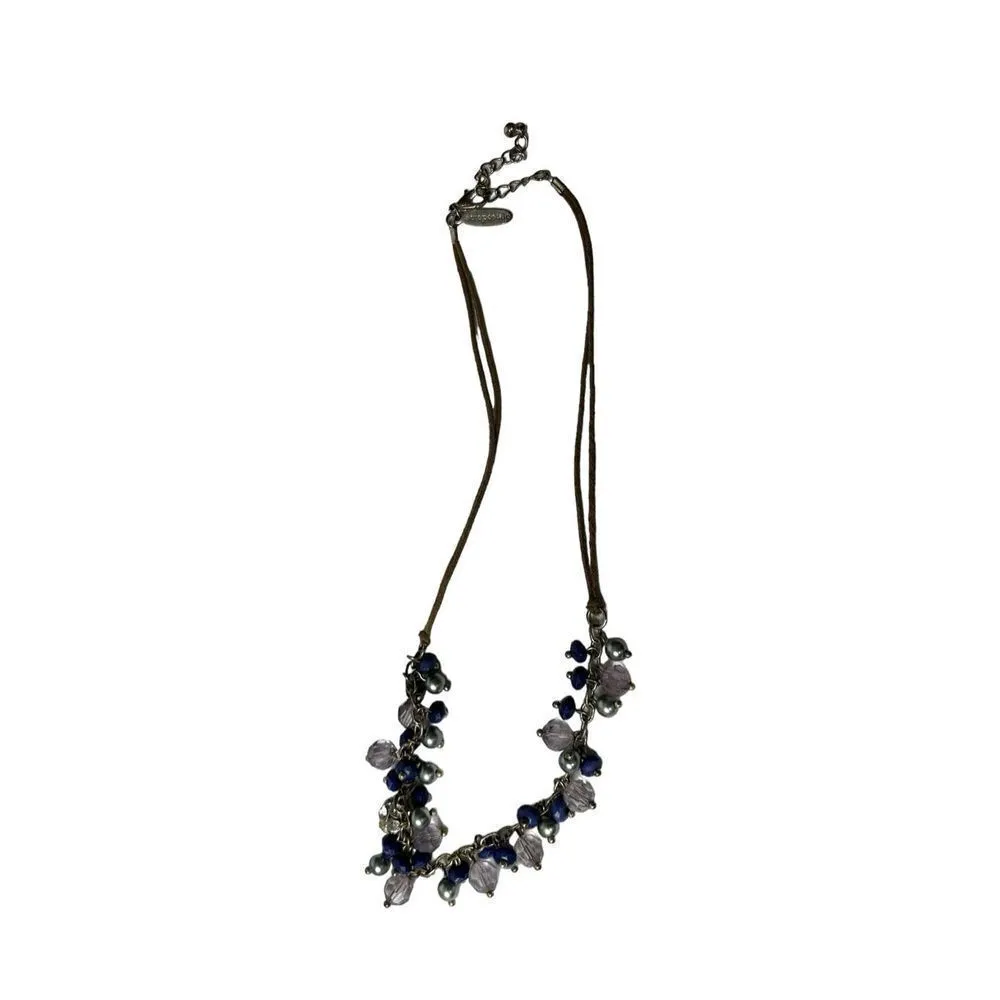 Aeropostale blue statement necklace clear and blue beads - Image 5