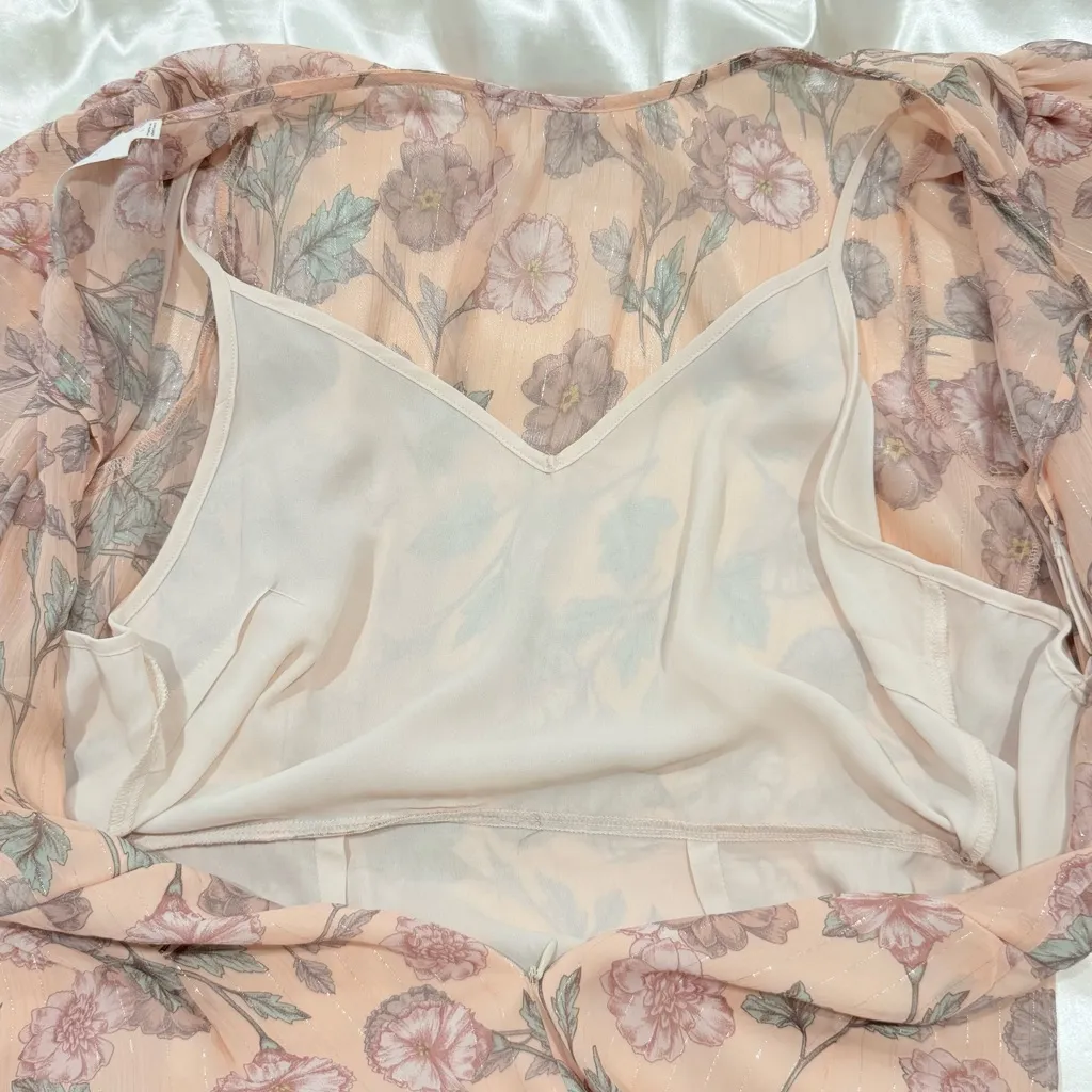 ASTR The Label Chandler Midi Dress Pink Garden Floral Large Flutter Sleeve Chic - Image 11