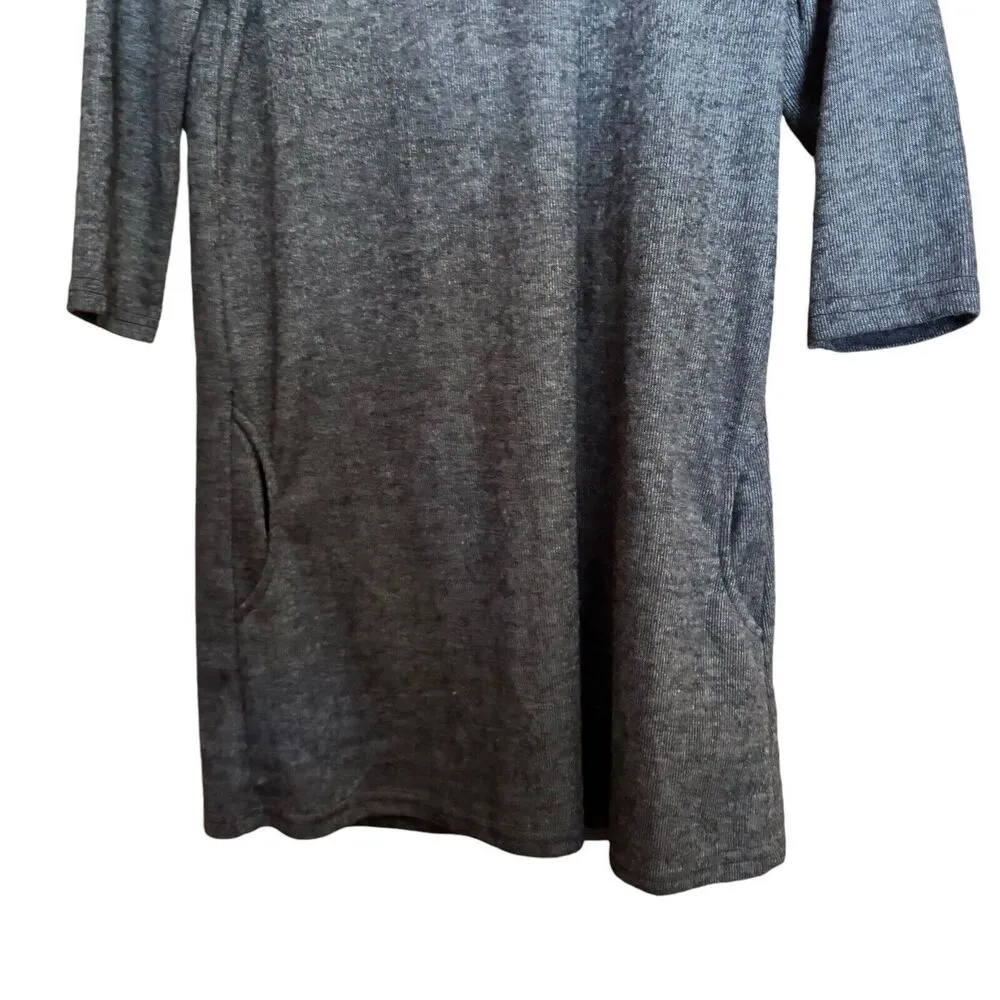 Papillon Tunic Top Womens Medium Gray Stretch Pockets Short Sleeve Blouse - Image 4