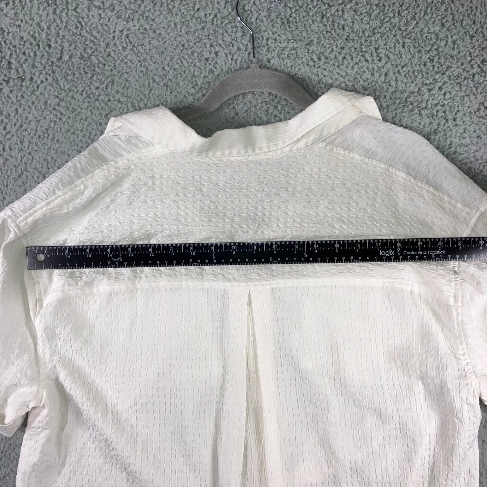 Jane + Delancey Button Up Shirt Women XL Textured Relaxed Fit Tie‎ Front Top White - Image 5