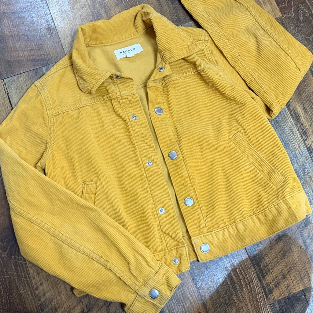 PacSun Mustard Yellow Corduroy Jacket Button Front Womens Teen - Image 5