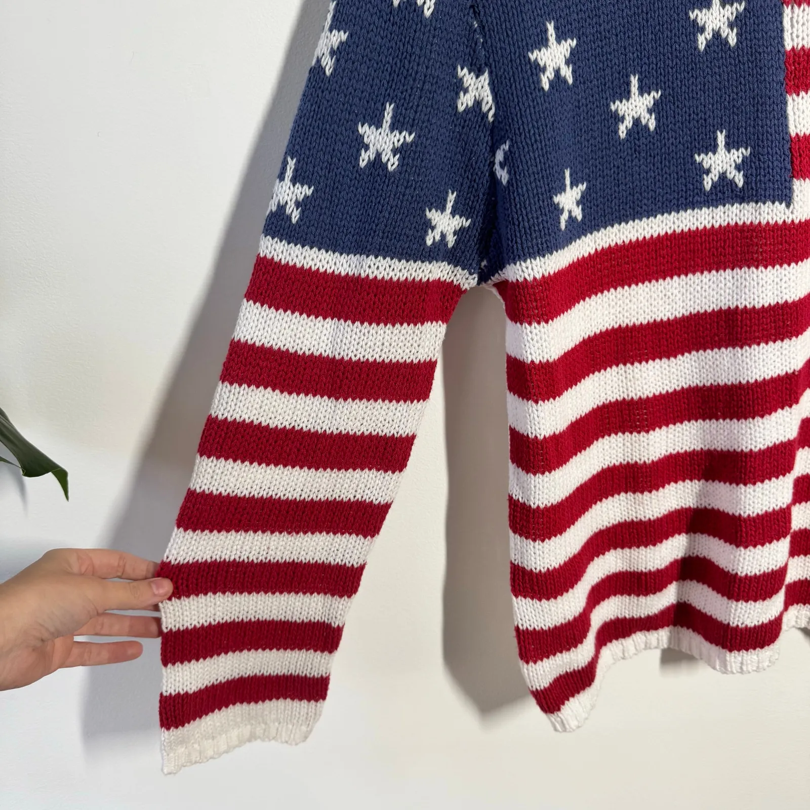 Grayson Threads American Flag Lightweight Knit Sweater Women M Patriotic Preppy - Image 6