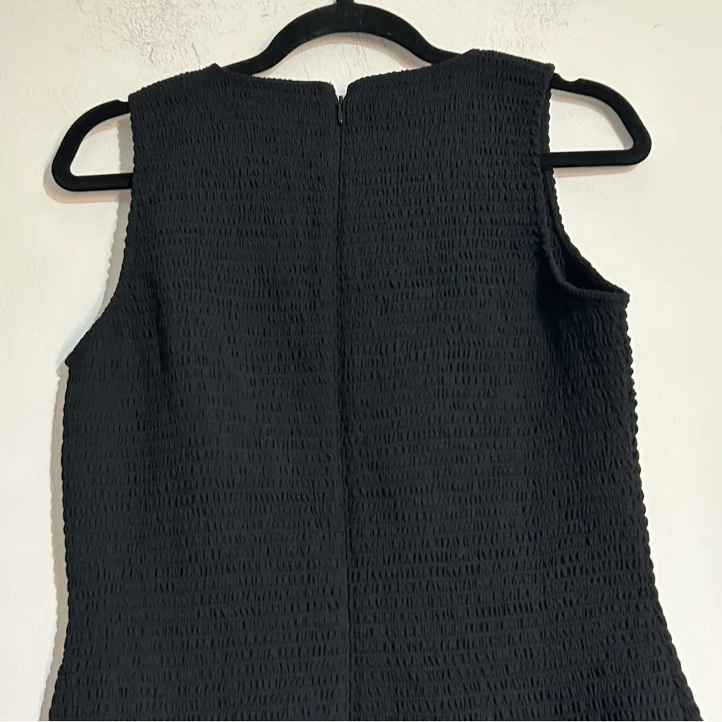 Ann Taylor Smocked Flare Pocket Midi Dress Black Size 6 Holiday Party Cocktail - Image 9