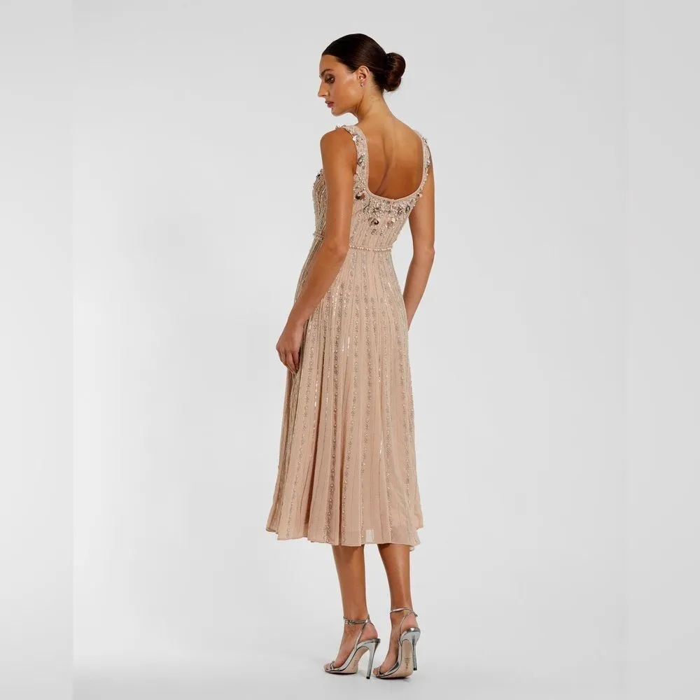 MAC DUGGAL 94155 Pink Sleeveless Scoop Neck Embellished Midi Dress - Image 5