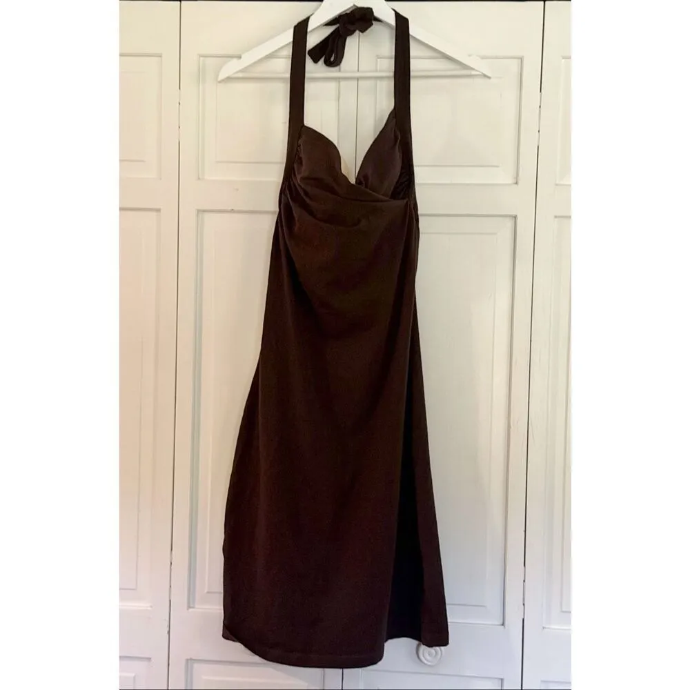 Victoria’s Secret Y2K ipex BROWN halter dress built in bra size 38c - Image 10