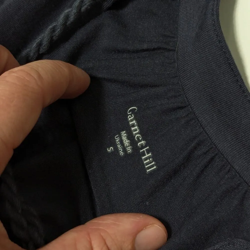 Garnet Hill Poet Knit Dress Tassel Boho Navy Blue Womens Small Cottagecore Plain - Image 3