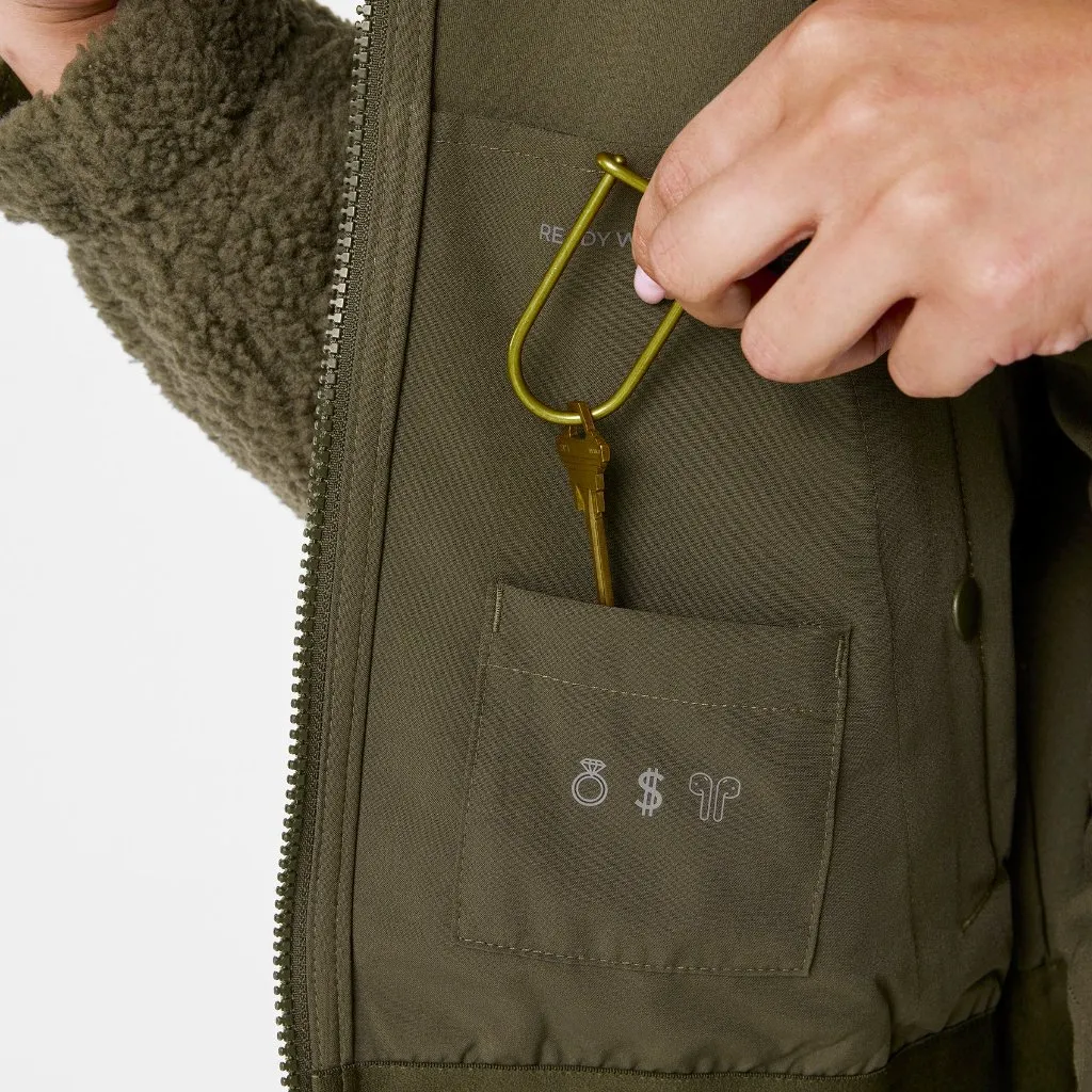 Figs On-Shift High Pile Fleece Bomber Jacket in Spruce, Size Small - Image 6