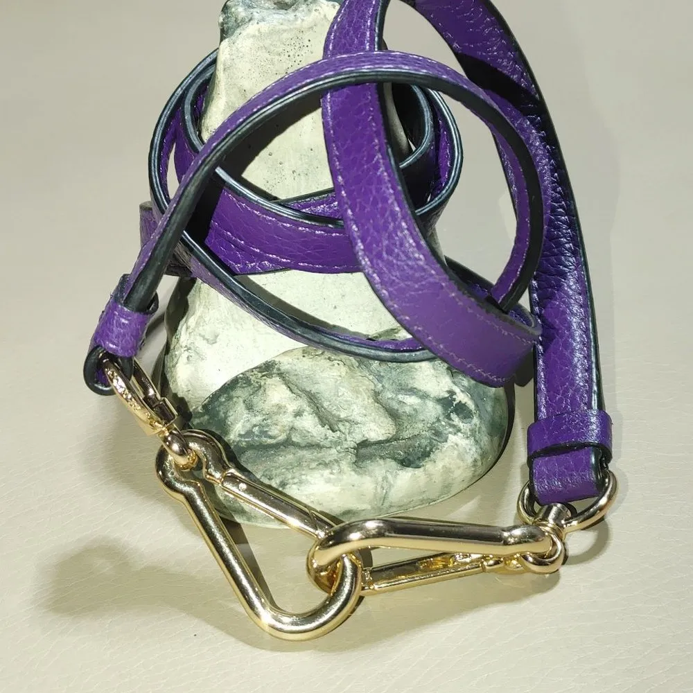 Coach Purple Leather Crossbody Strap Gold Tone Hardware Adjustable Length - Image 2