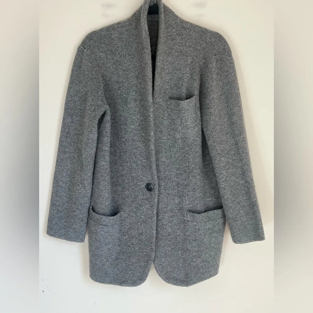 J. Crew Women's cardigan sweater-blazer gray merino wool Size Large - Image 2