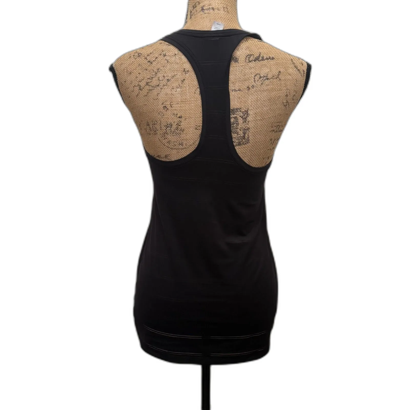 Athleta High Neck Chi Double Stripe Tank Top‎ Black Racerback Activewear Size XS - Image 3