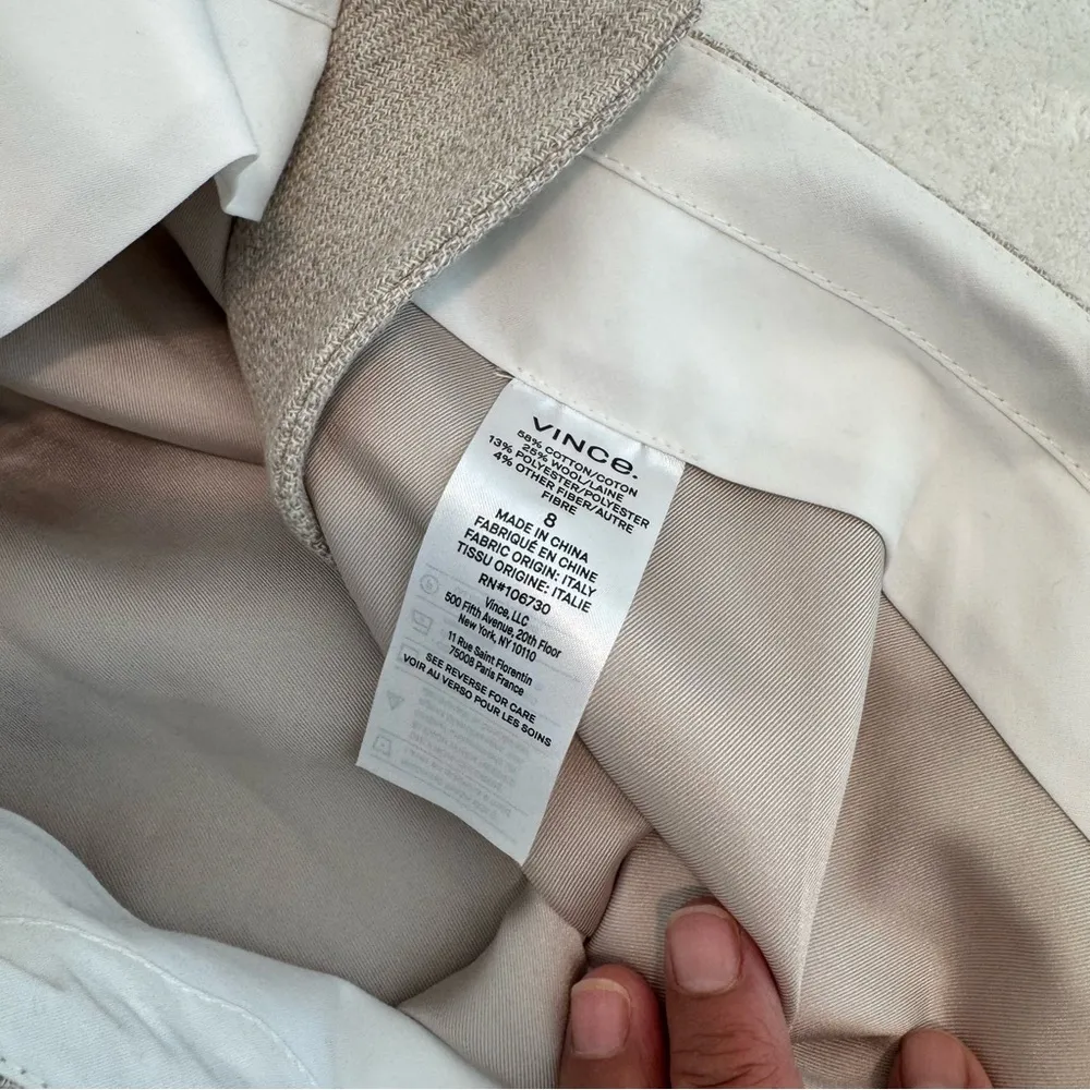 Vince Pants Women Size 8 Side Button Crop Wide Cotton Wool Blend Italy - Image 10