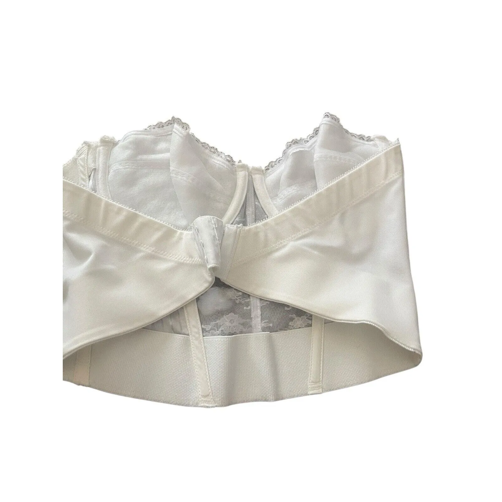 Lady‎ Manhattan Vintage White Romantic Floral Pin Stripe Corset Bra Lingere Size undefined - Image 3