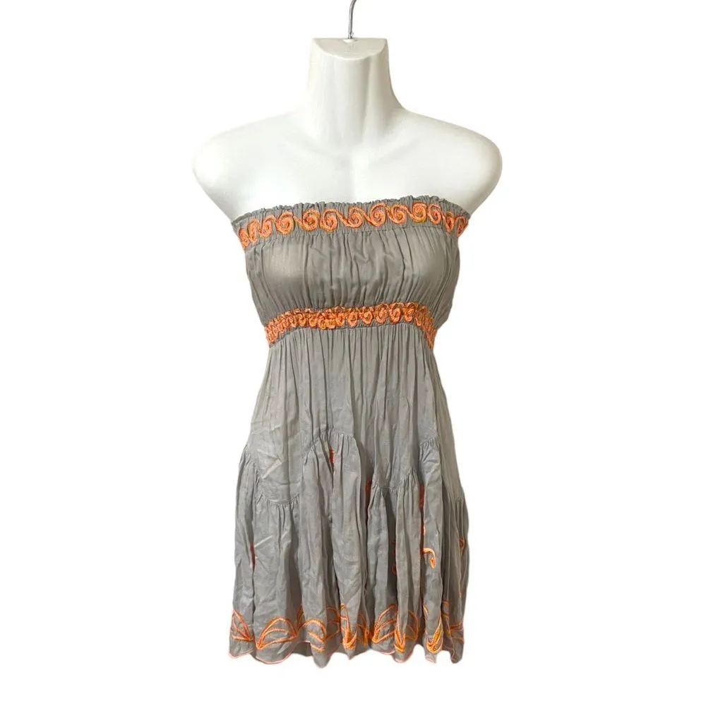 Poupette St Barth Embroidered Bandeau Mini Dress size 1 - Image 2
