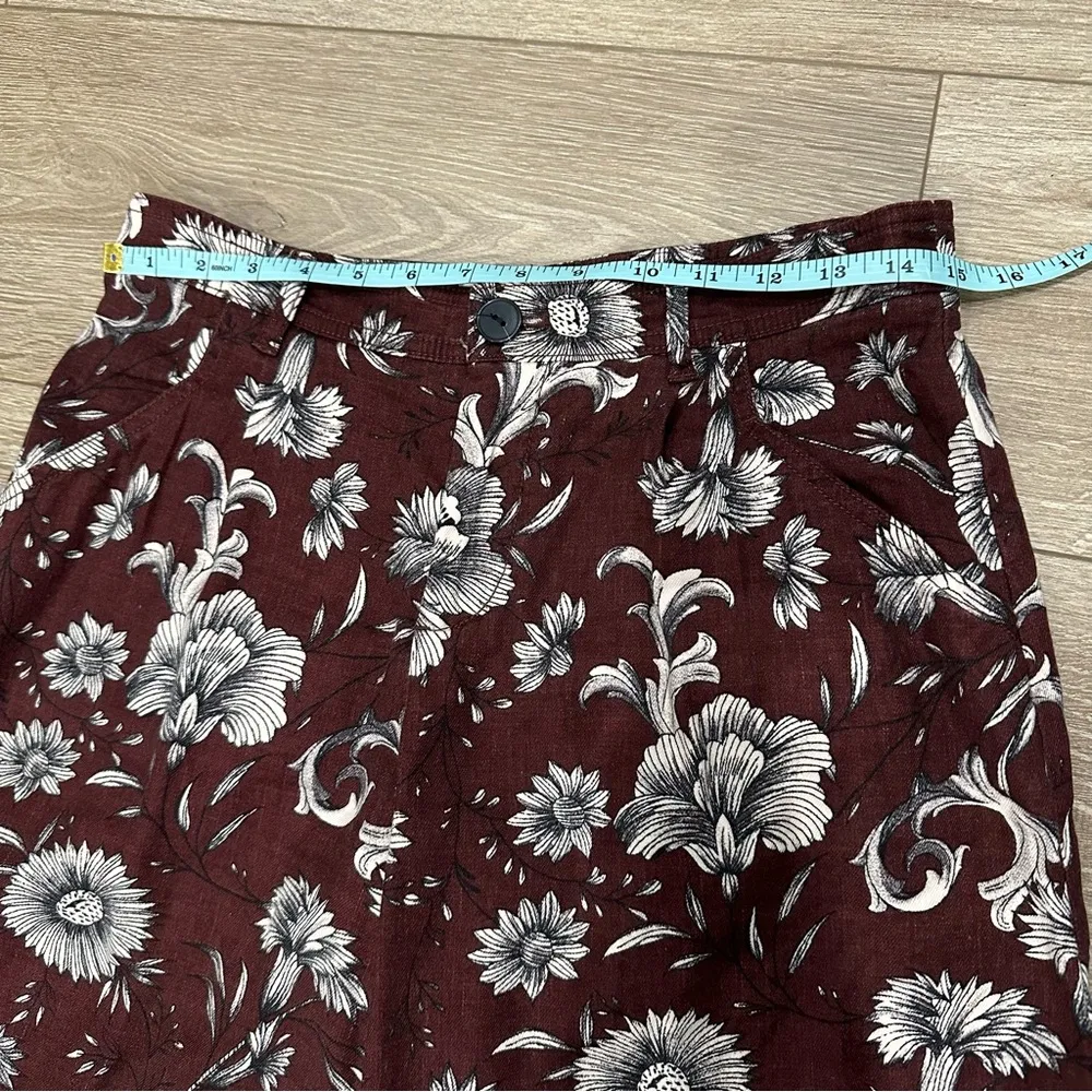 Anthropologie Linen Blend Mid Rise Wide Leg Pants Size 2 Floral Print - Image 13