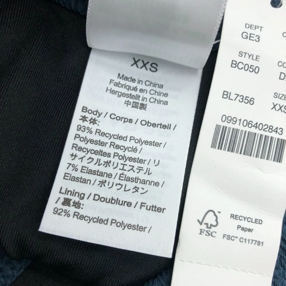 J Crew Textured Curved-Waist Cheeky Bikini Bottom Navy Blue XXS - Image 4