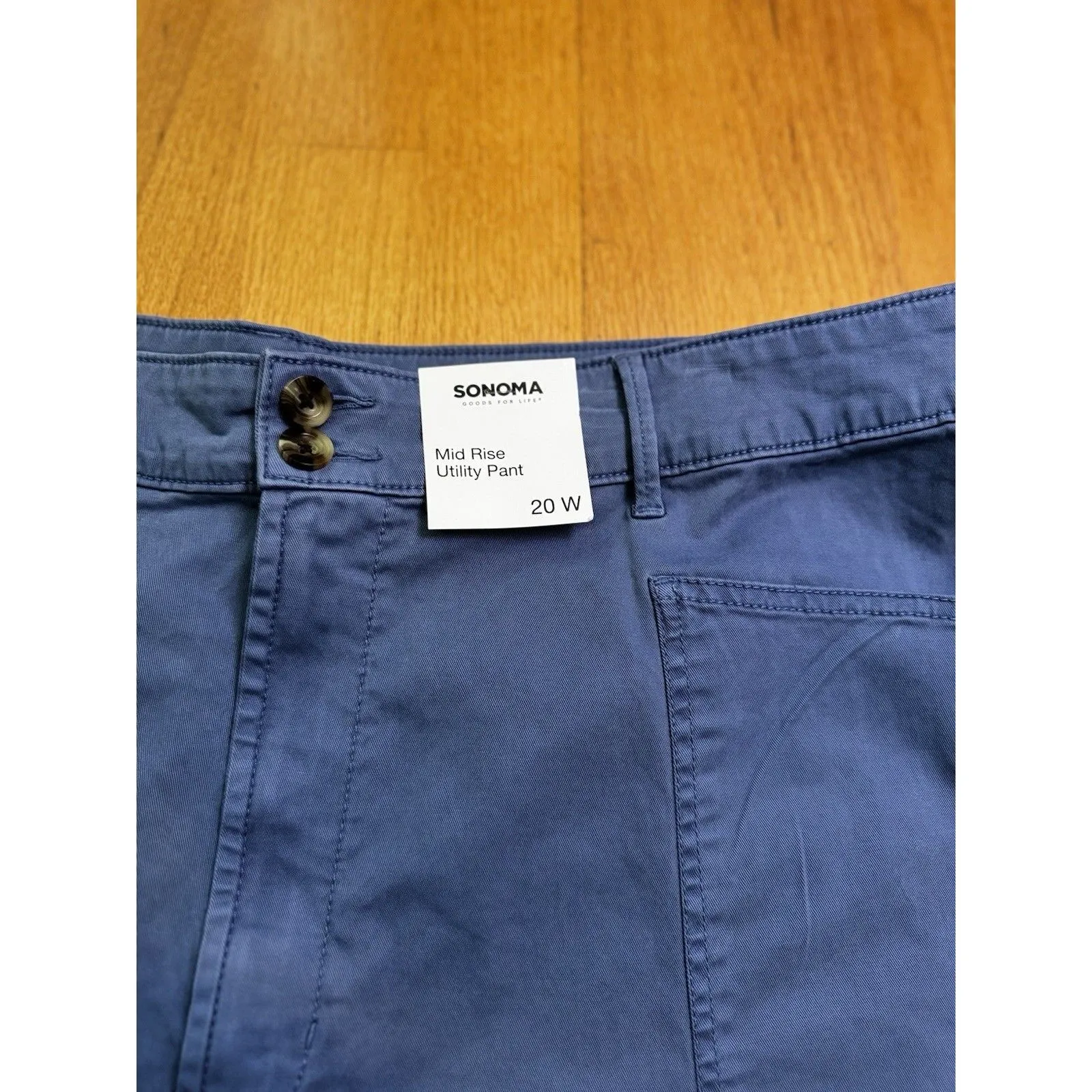 Sonoma Women's Mid-Rise Utility Pants Plus Casual Bottoms Iris Bouquet Blue 20W - Image 3