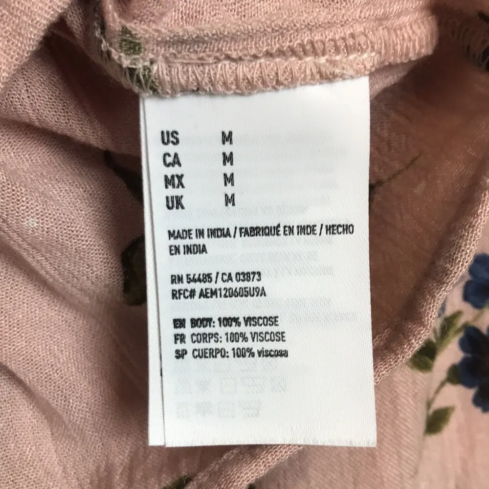 NWT American Eagle Women’s Floral Print Faux Wrap Tie Waist Flare Sleeve Blouse - Image 9