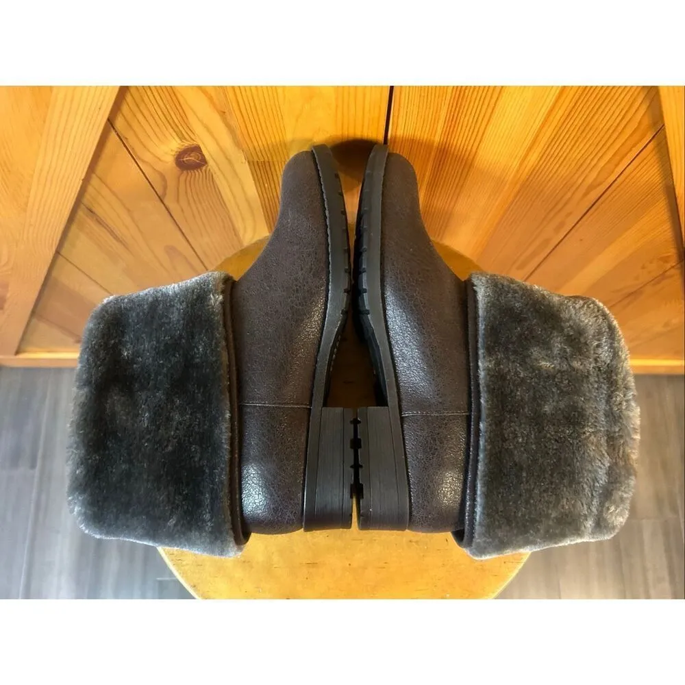 GH Bass & Co Women's 7M ALEXIS Gray Boots Shoes Faux Fur Slip On Size 7 - Image 6