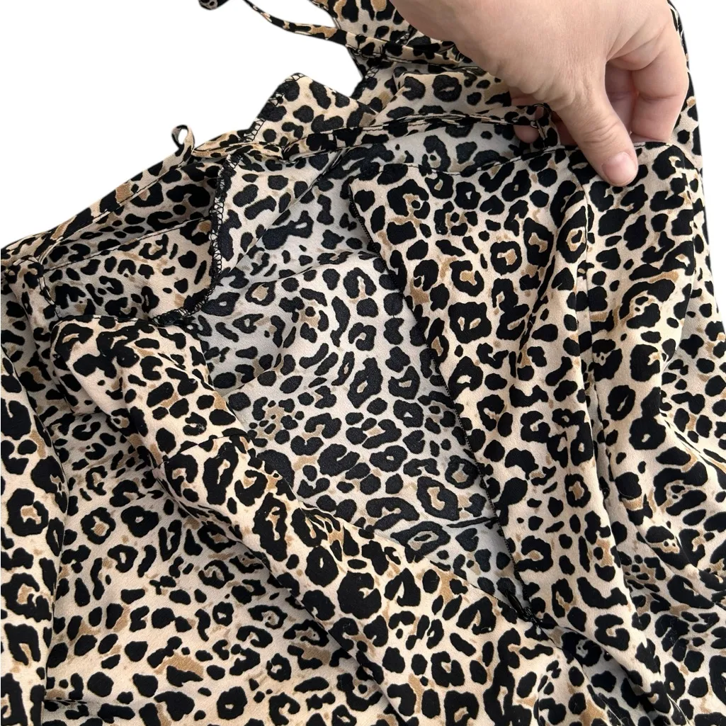Emory Park leopard print spaghetti strap‎ dress size M midi length - Image 4