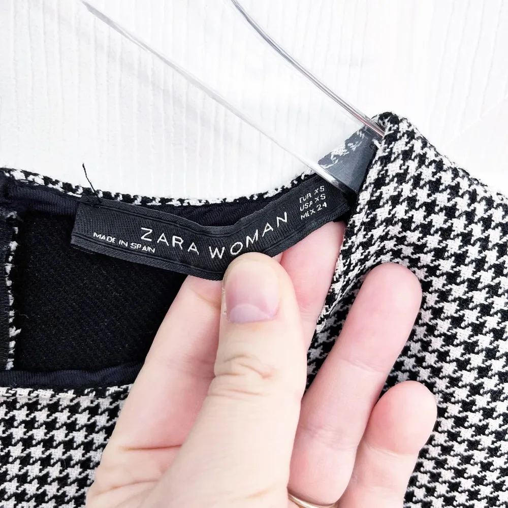 Zara Woman Houndstooth Long Sleeve Peplum Top - Image 3