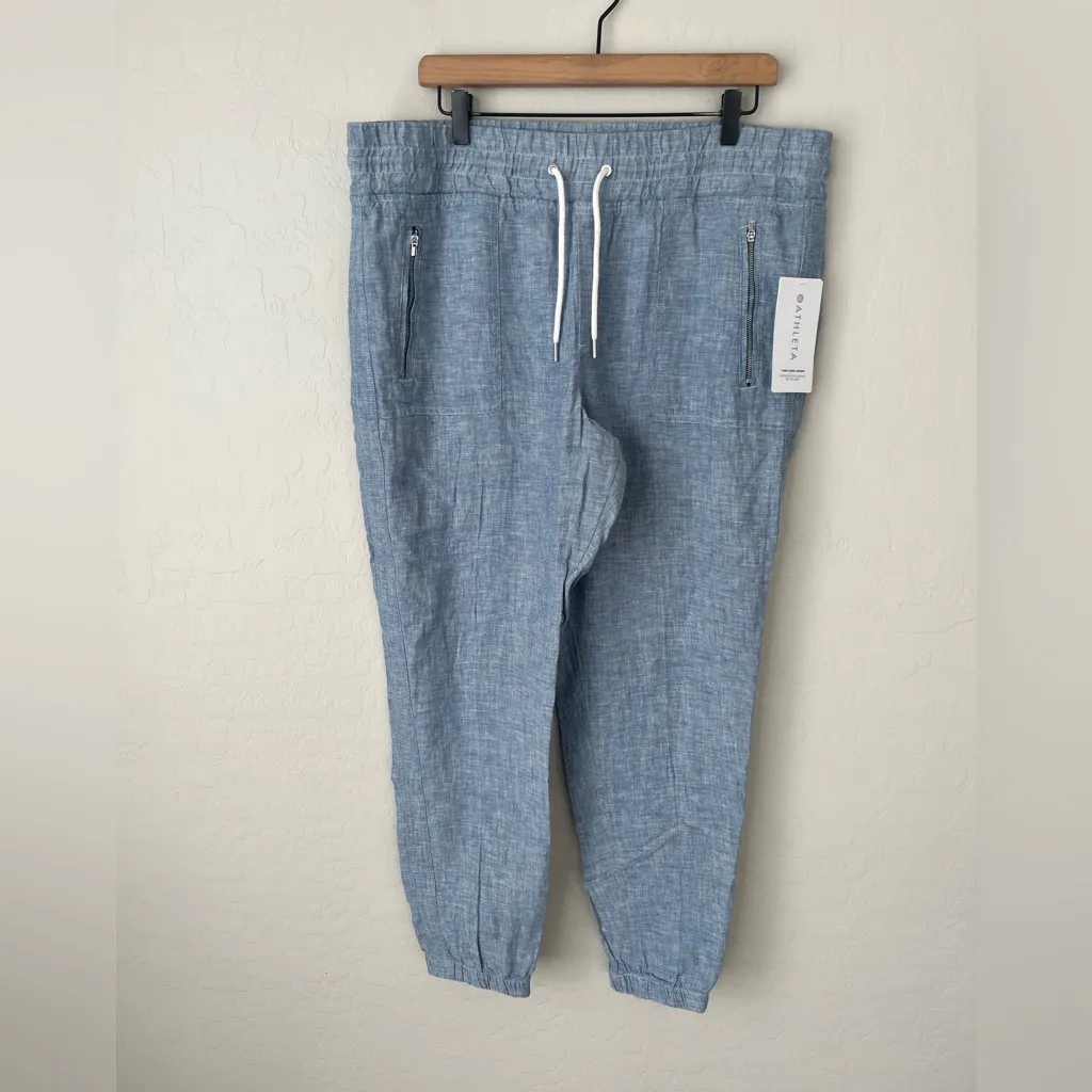 NWT Athleta Cabo linen joggers chambray blue 16 - Image 5