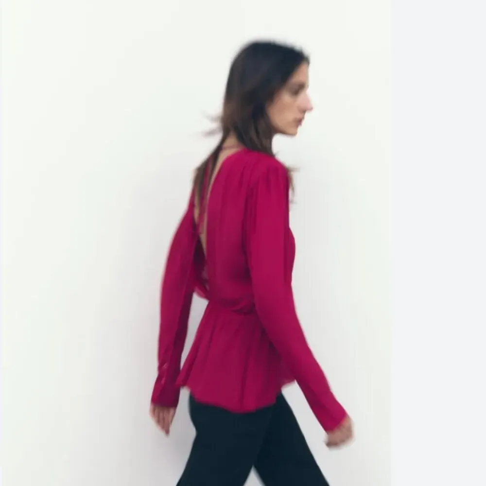 NWOT ZARA SEMI-SHEER BLOUSE WITH SHOULDER PADS BLOGGERS FAV - Image 4