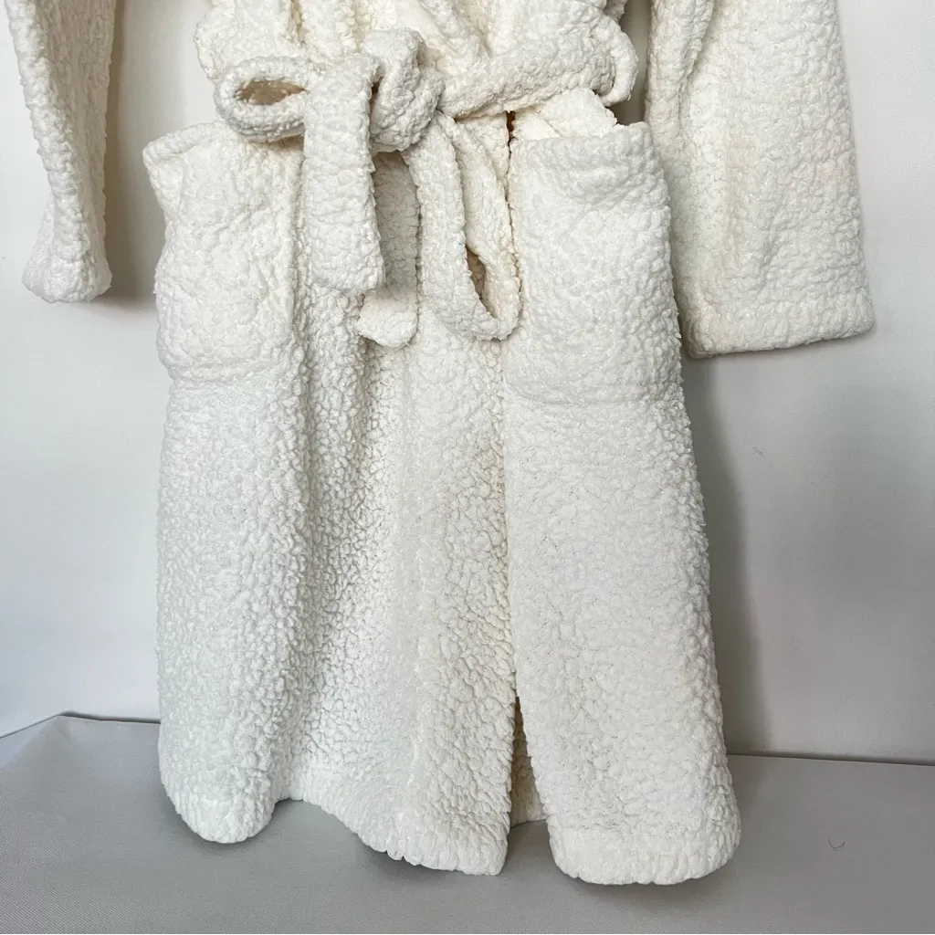 Ulta Beauty Sherpa Fleece Cozy Beige Robe Size L/XL With Pocket Removable Belt - Image 6