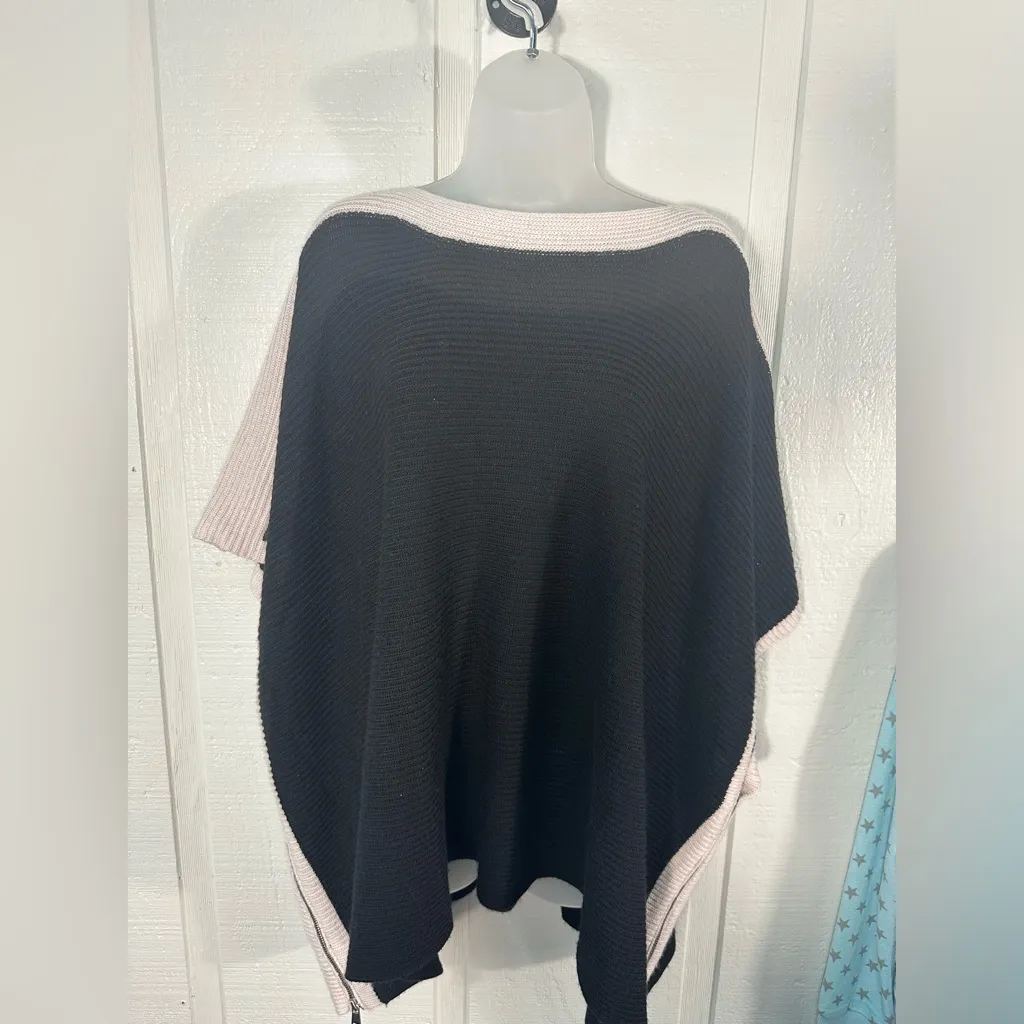 JENNIE LIU Women's Cashmere Blend Rib Knitted Poncho Sweater One Size NW… - Image 2